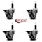 Service Caster 3'' Gray Poly Swivel 1-1/8'' Expanding Stem Caster Set with Brake, 4PK SCC-EX20S314-PPUB-PLB-118-4 - alternate 4